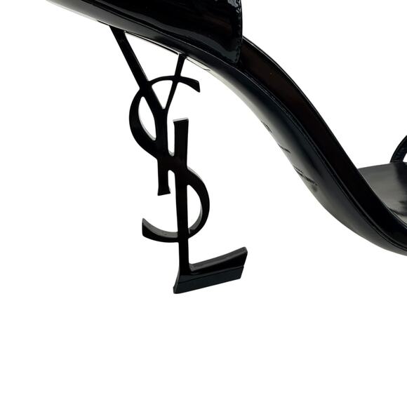Saint Laurent Patent Leather Opyum YSL Heeled Sandals Black Size 42 - Picture 11 of 11
